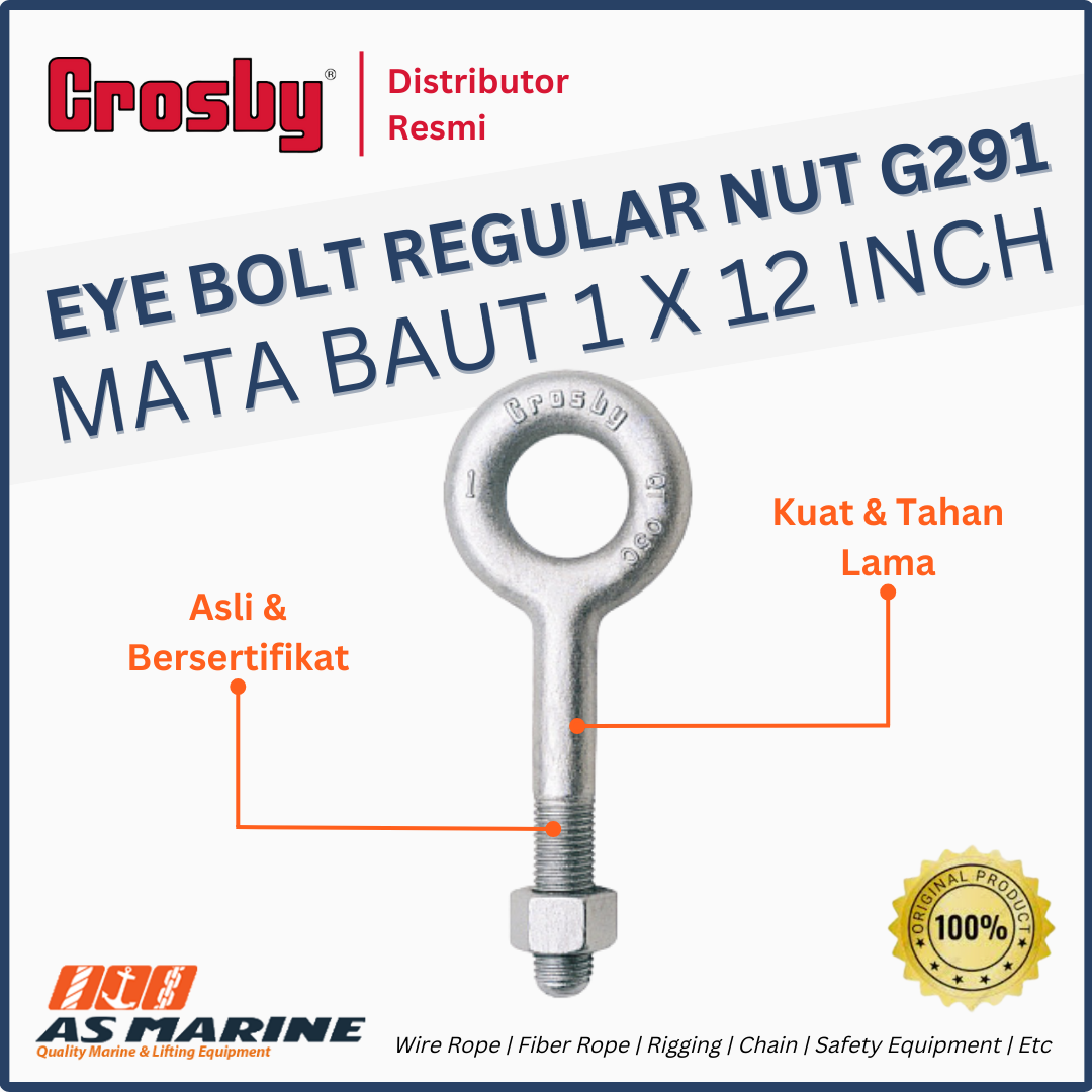 crosby usa eye bolt atau mata baut g291 general nut 1 x 12 inch